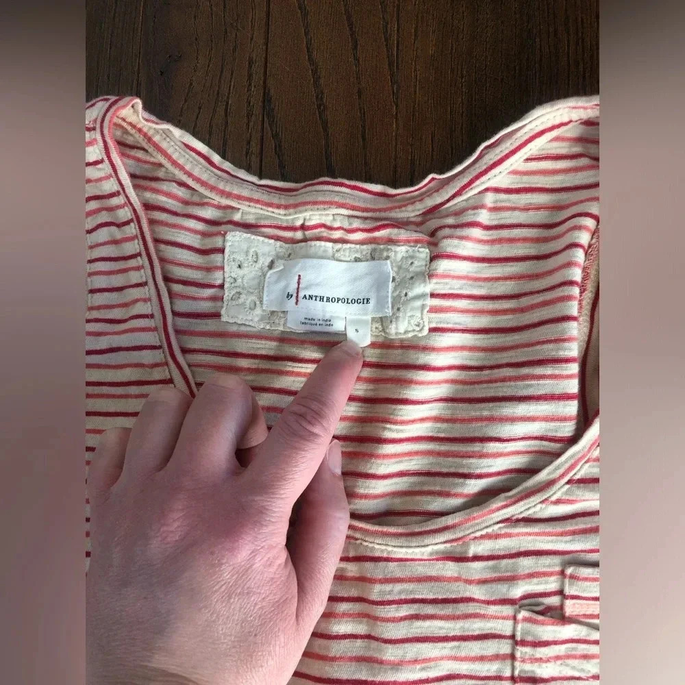 Anthropologie Women’s S Hot Pink/Pink/Beige Striped Sleeveless Cotton Tank-VGUC! - Picture 4 of 11
